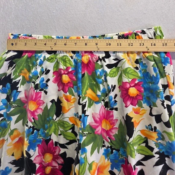 White Stag Womens Large 12/14 Garden Floral Elastic Waist Cotton Blend Pants - Picture 7 of 8